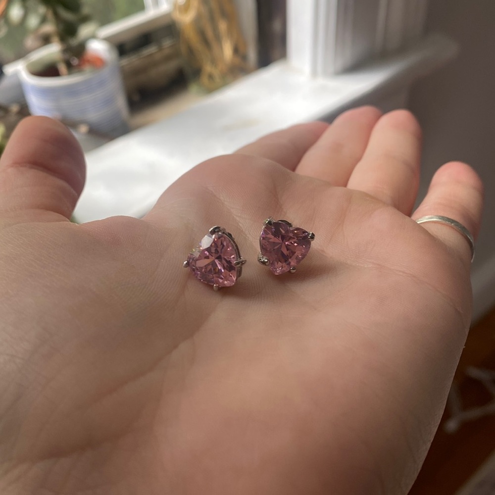 Pink gem stone earrings